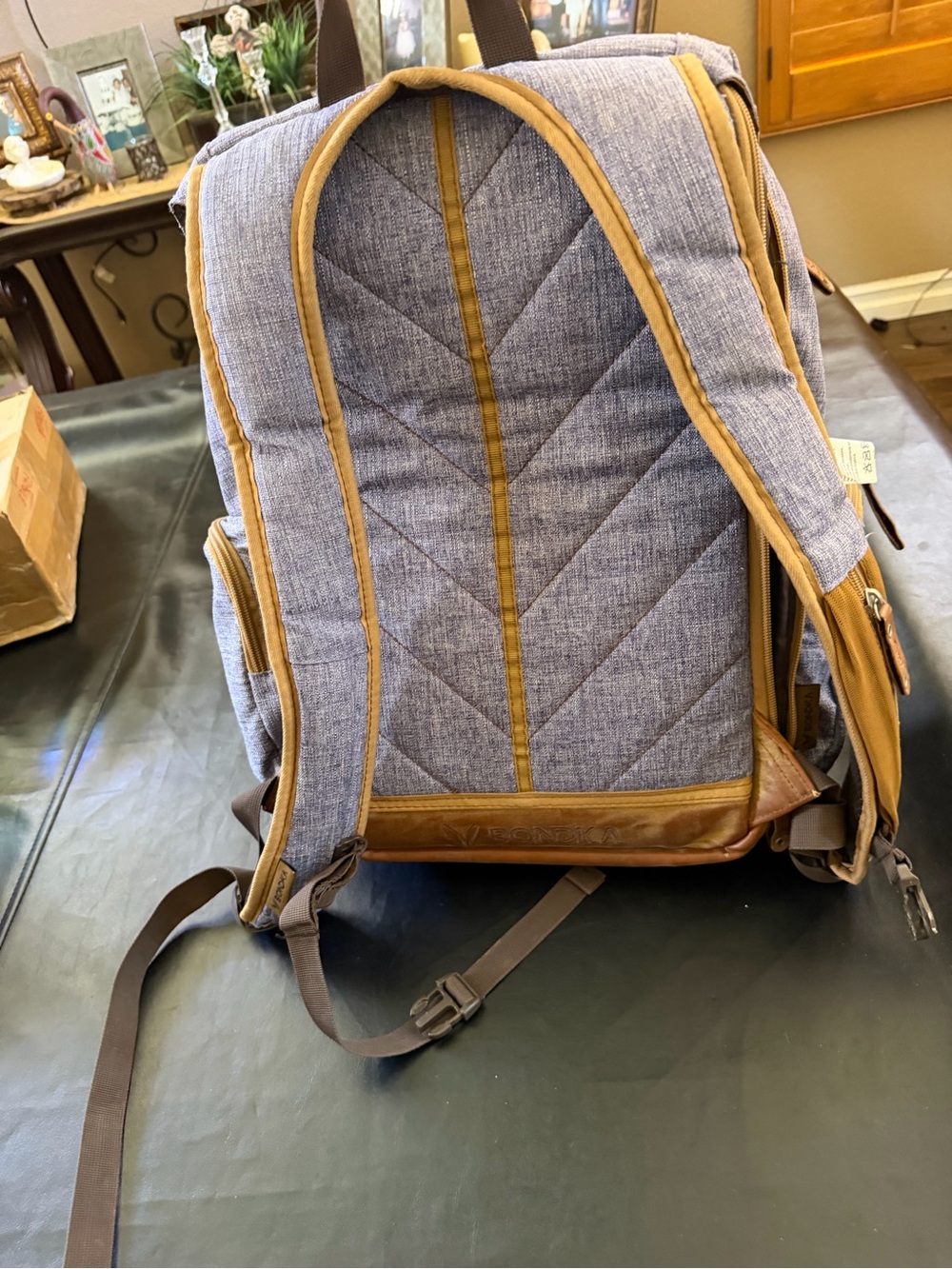 Men's Blue and Brown Quilted Canvas Backpack - Everyday Carry